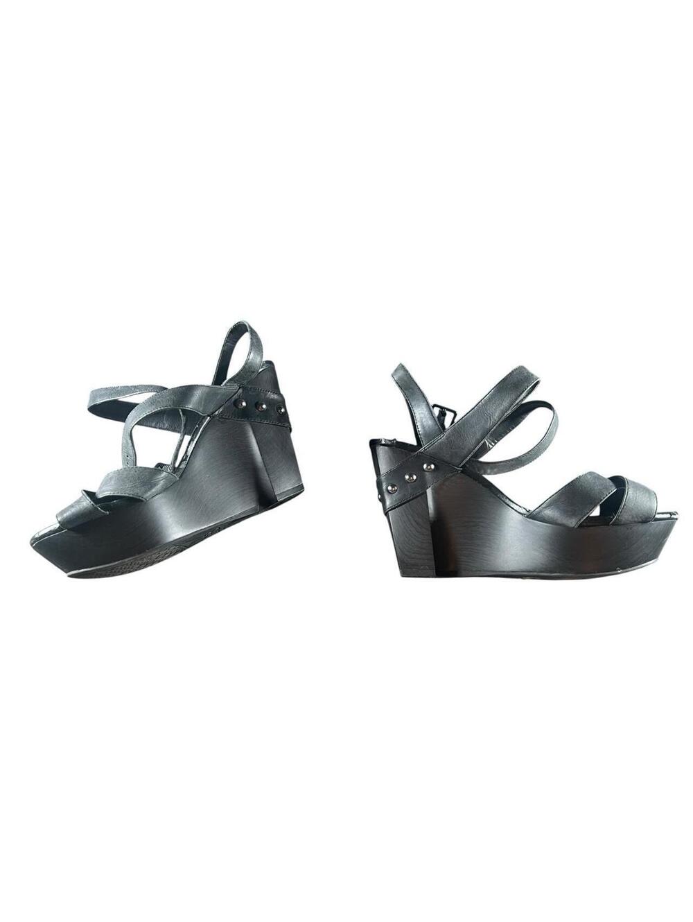 Y2K Giani Bini Black Studded Wrap Platform Wedge Sandals